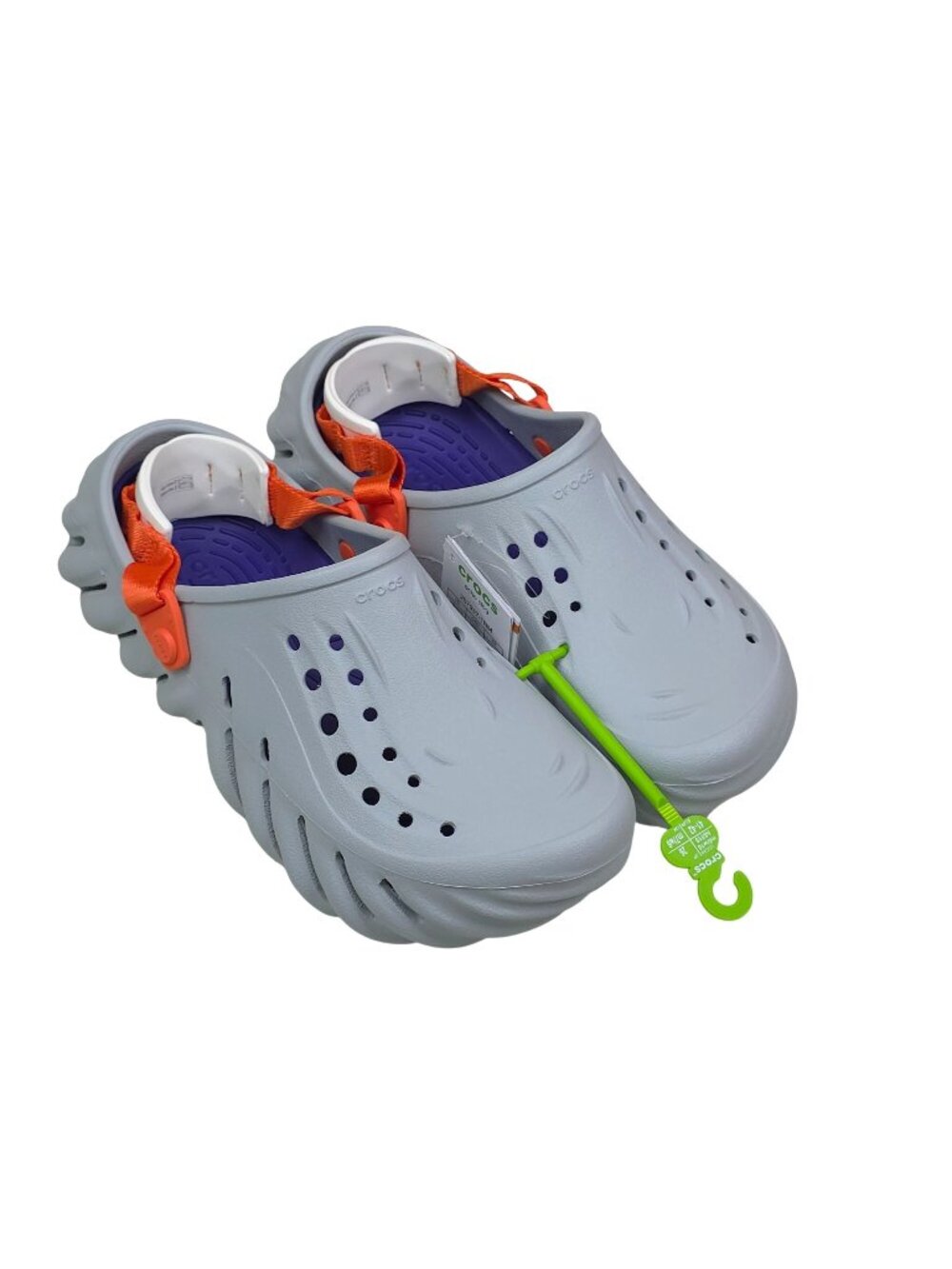 Crocs Echo Clog M8 W10 Gray Orange Strap Purple Insole Lightweight Sandals